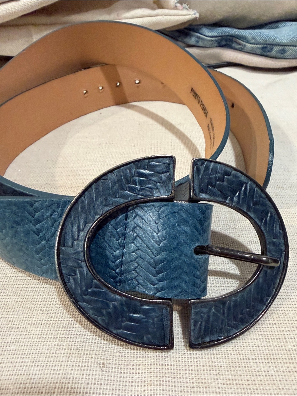 Italian Genuine Leather Blue belt
